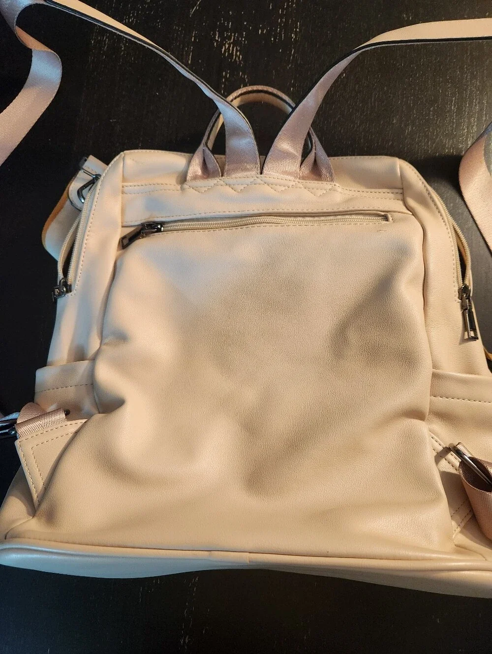 Women’s Pink Vegan Faux-Leather Purse Converts To Backpack with Tassel Accent
